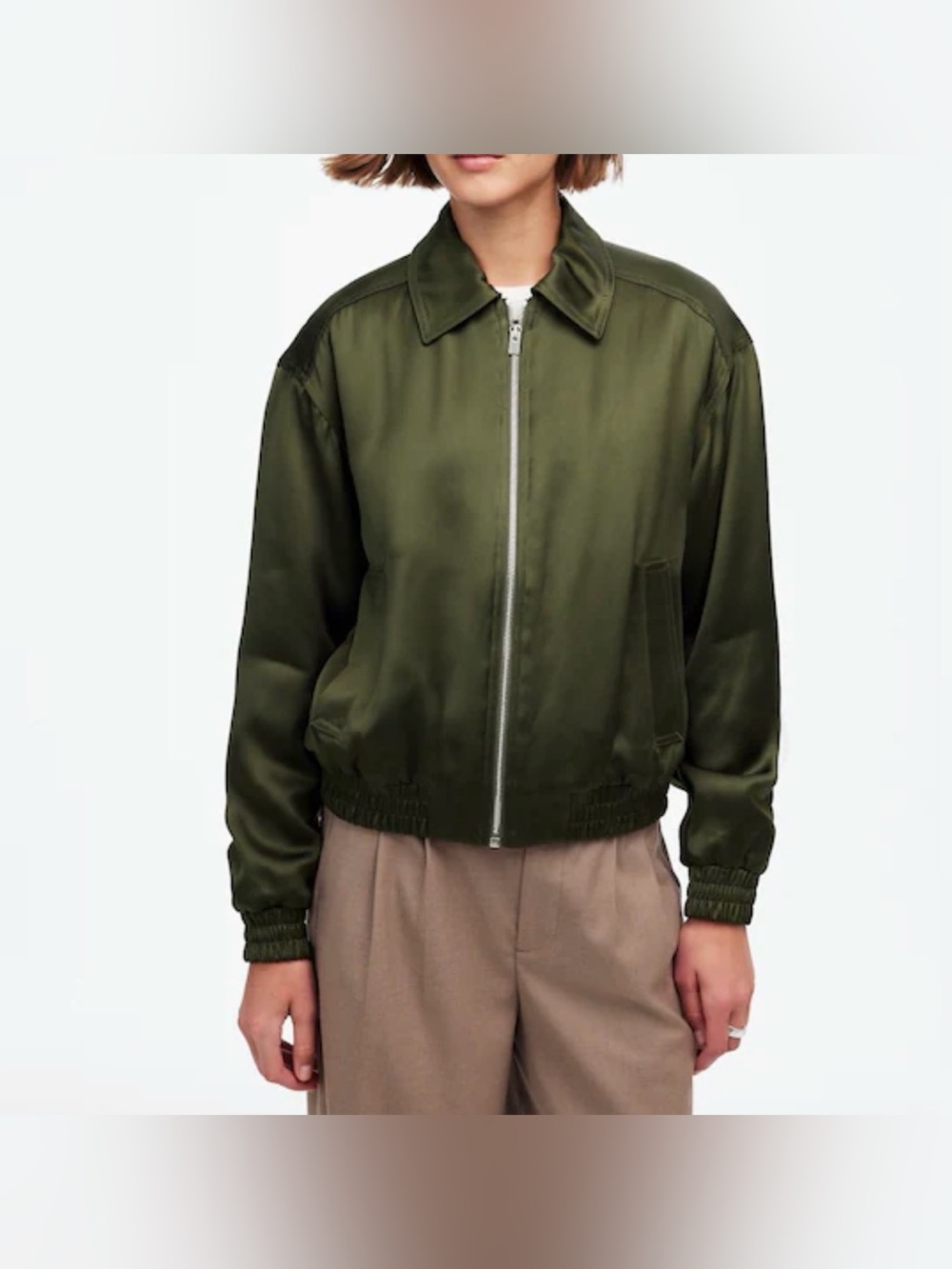 Madewell. Women’s Relaxed Zip-Front Bomber Jacket.Green.S.NWT.
